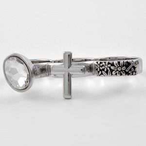 3 in one multi rings silver tone hand jewelry